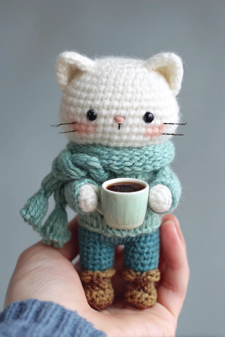 Amigurumi Crochet Cat with Scarf — Kawaii Mini Plush Pattern
