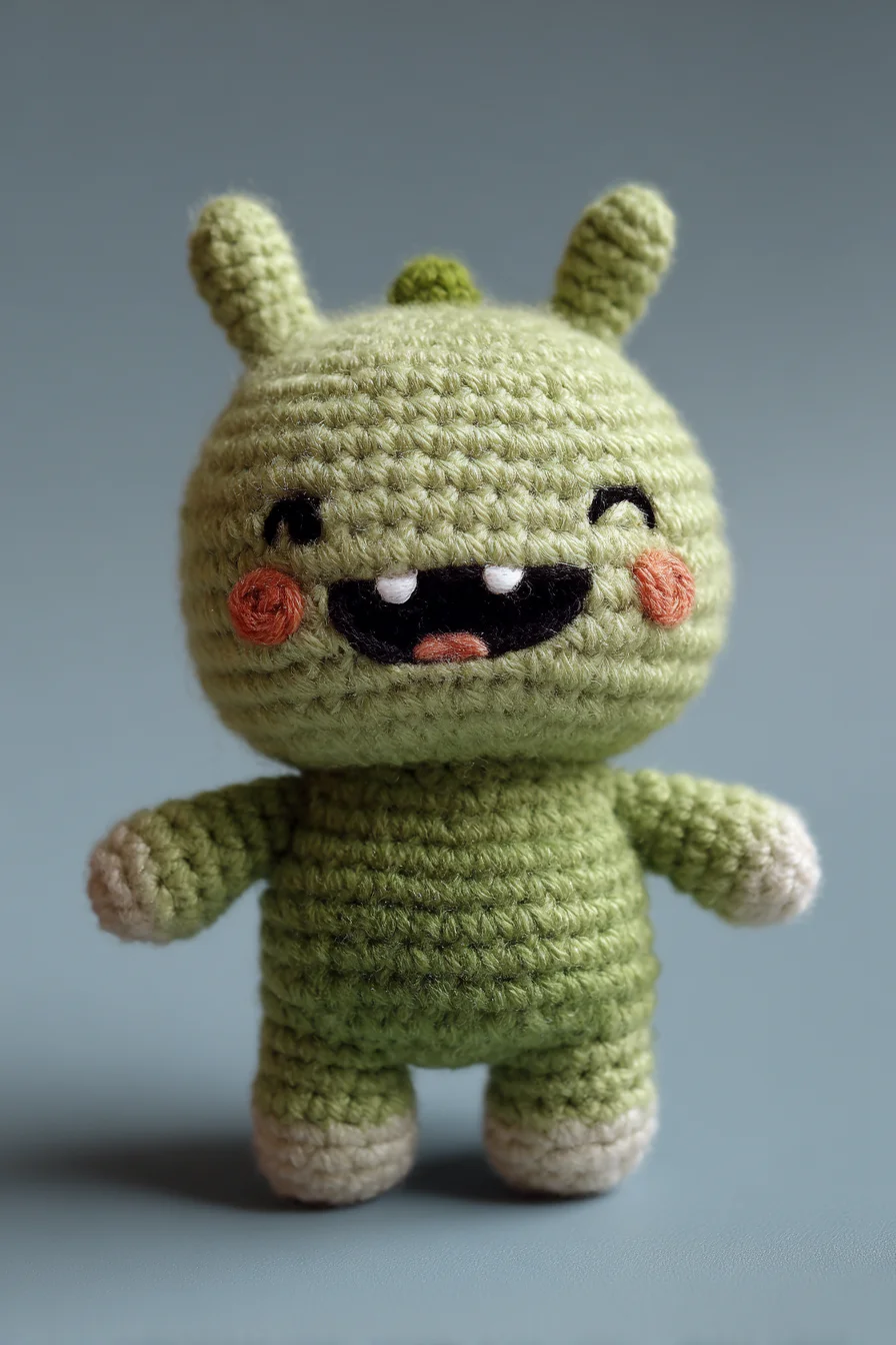 Amigurumi Crochet: Cute Green Monster Doll – Small Plush Toy Pattern