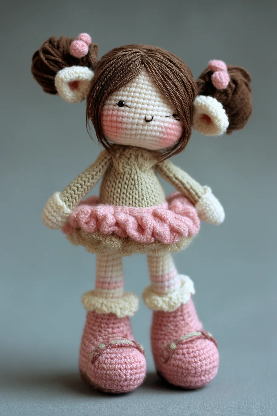Amigurumi Crochet Doll Pattern: Ballerina Girl with Ruffled Skirt