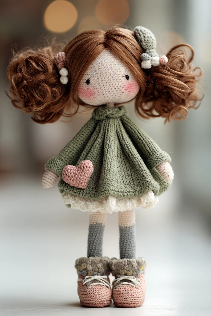 Amigurumi Crochet Doll Pattern — Sweet Girl Doll with Dress, Heart & Boots