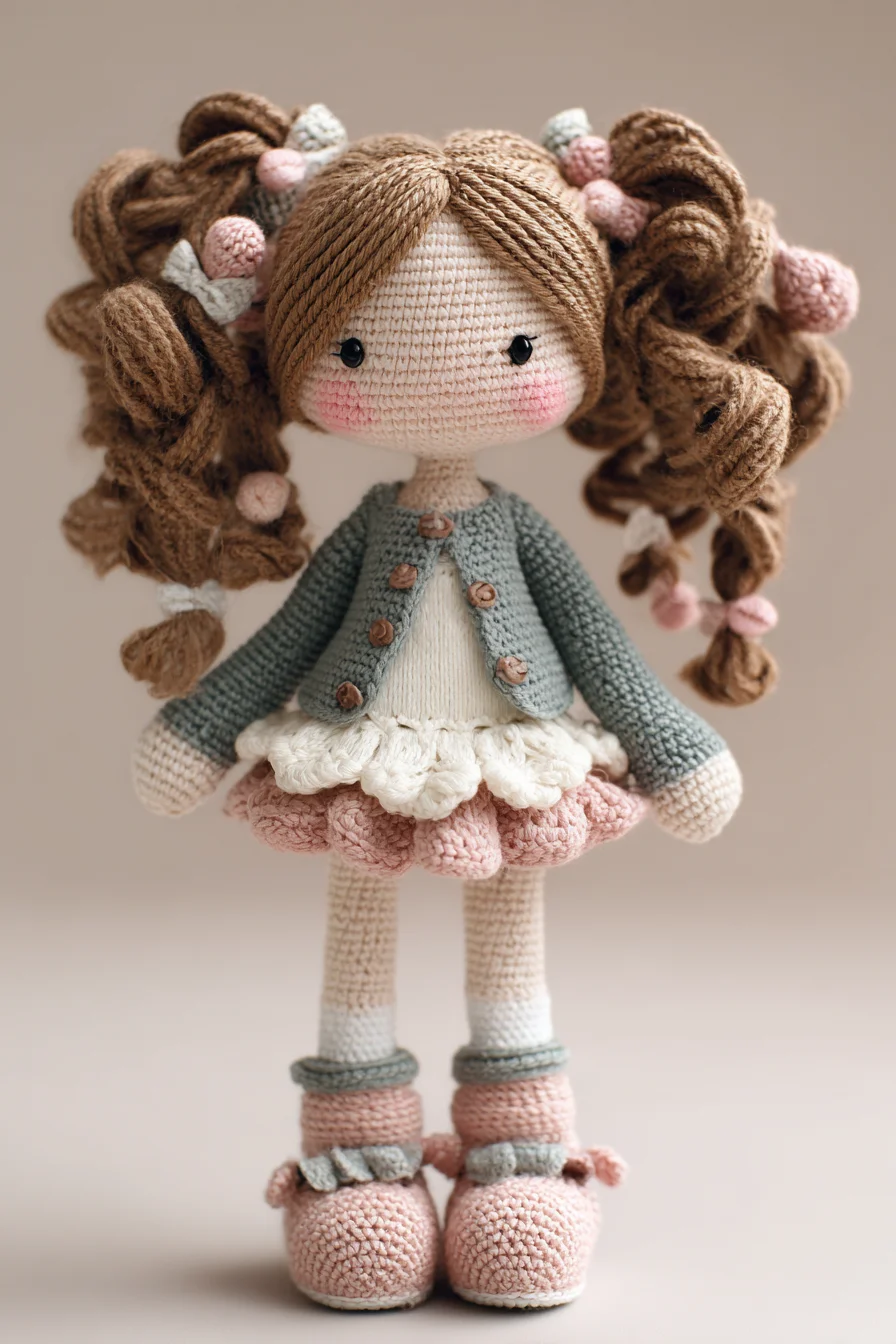 Amigurumi Crochet Doll Pattern — Twirled Skirt & Curly Pigtails