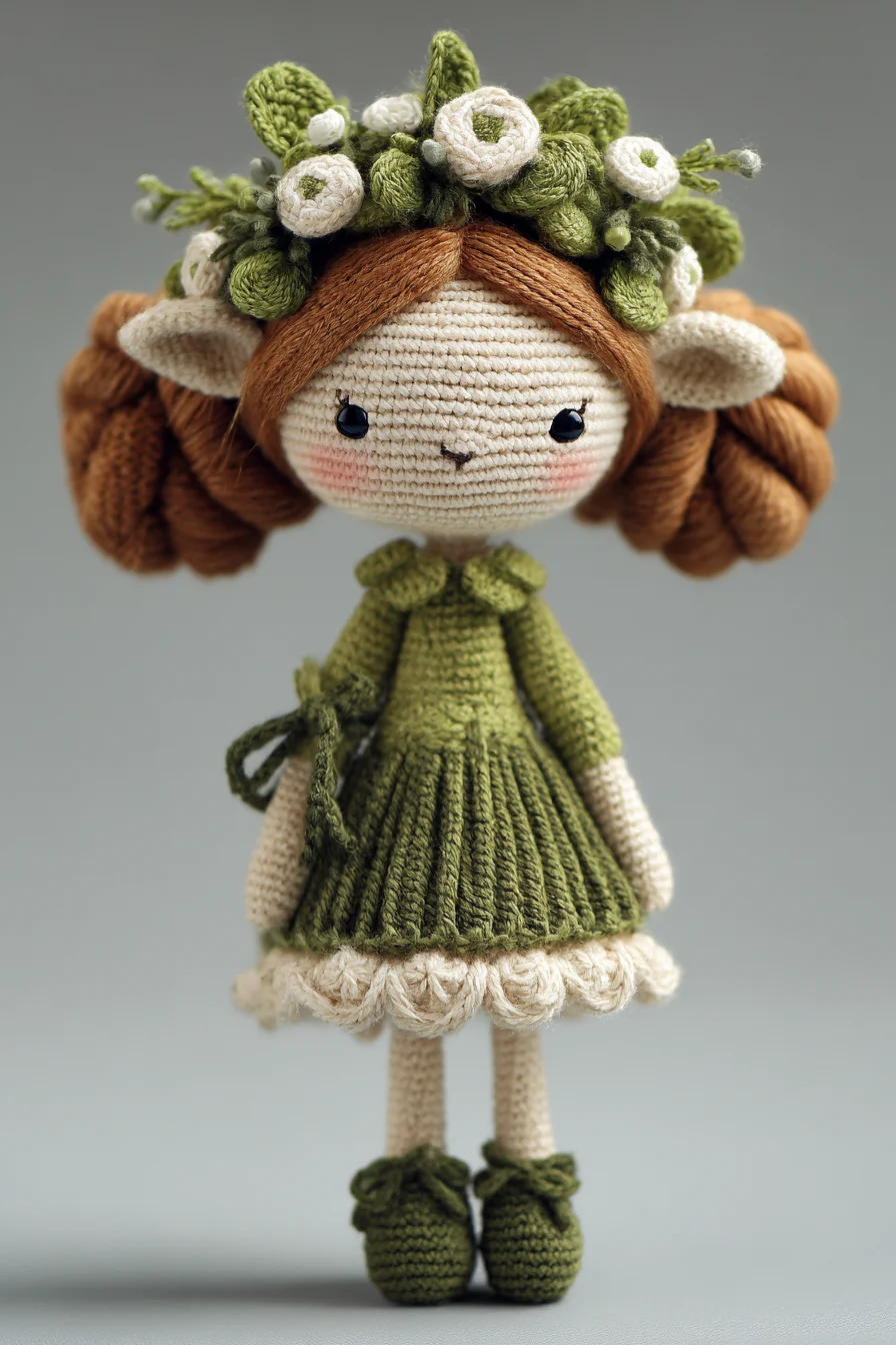 ## Amigurumi Crochet Doll with Floral Crown — Pattern Overview