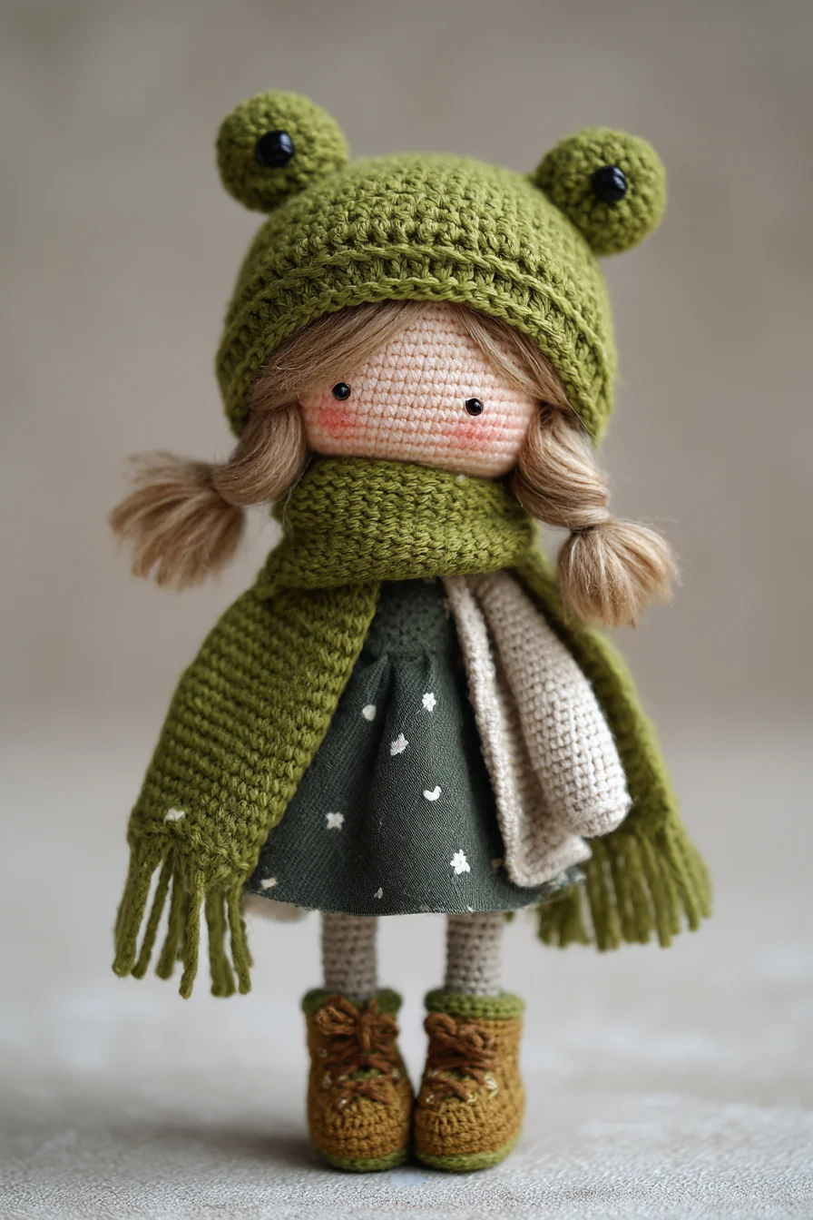 Amigurumi Crochet Doll with Frog Hat — Cute Crochet Doll Pattern