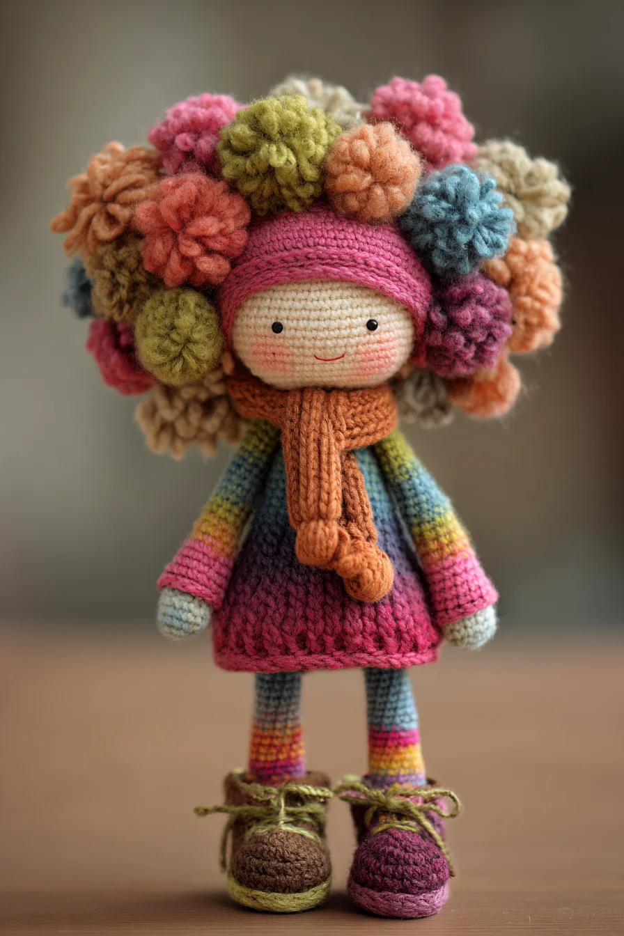 Amigurumi Crochet Doll with Pom‑Pom Hair — Pattern & Techniques