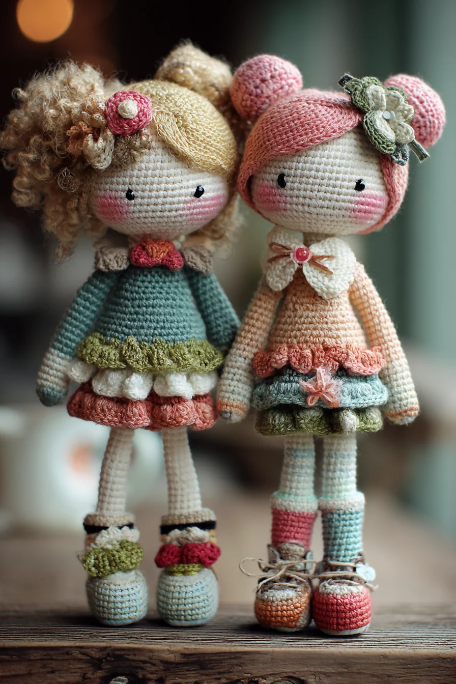 Amigurumi Crochet Dolls Pattern — Cute Layered Skirts & Hair Accessories