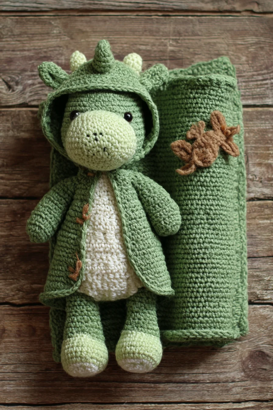 Amigurumi Crochet Dragon Doll with Hooded Coat — Easy-Intermediate Pattern