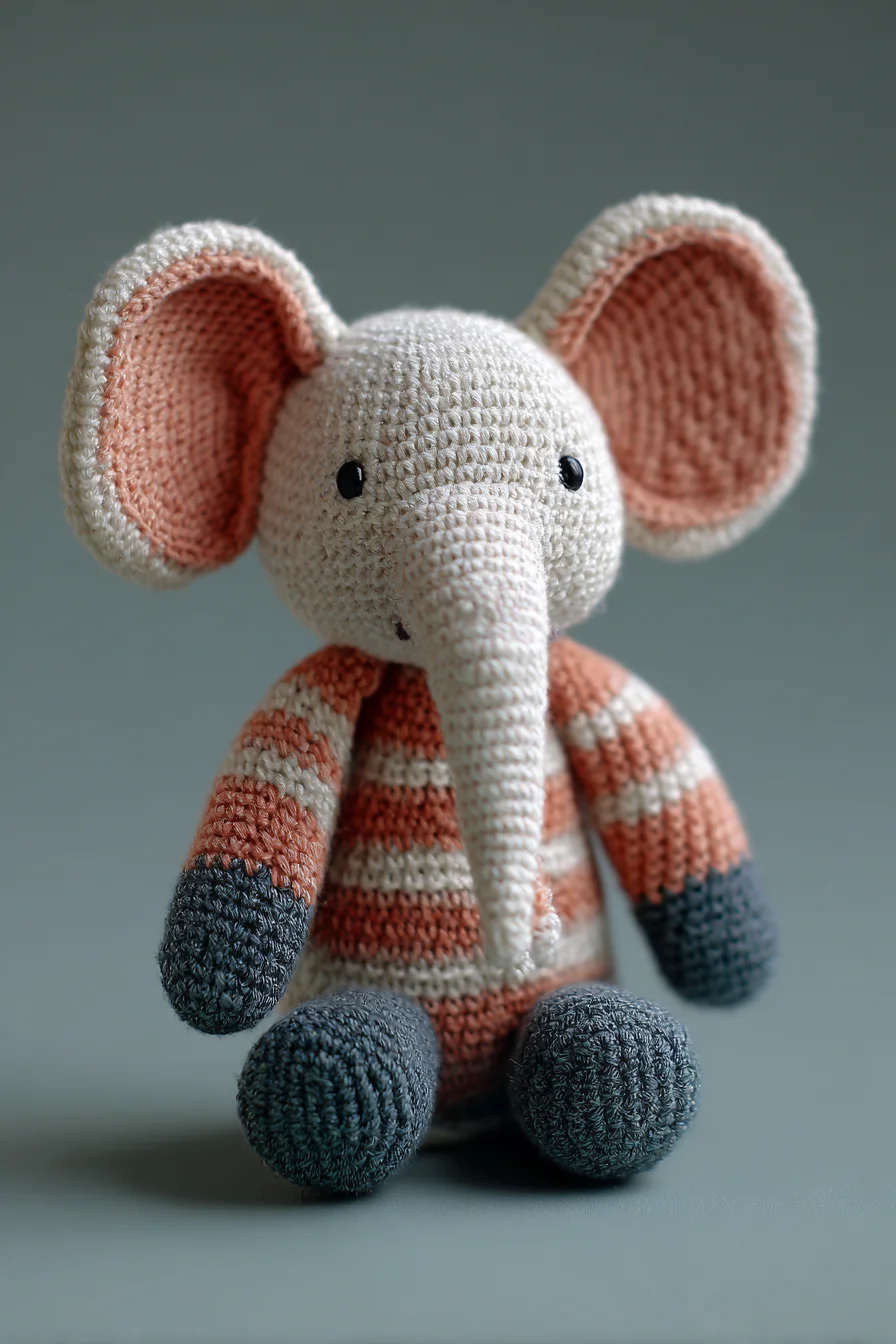 Amigurumi Crochet Elephant — Striped Soft Toy Pattern