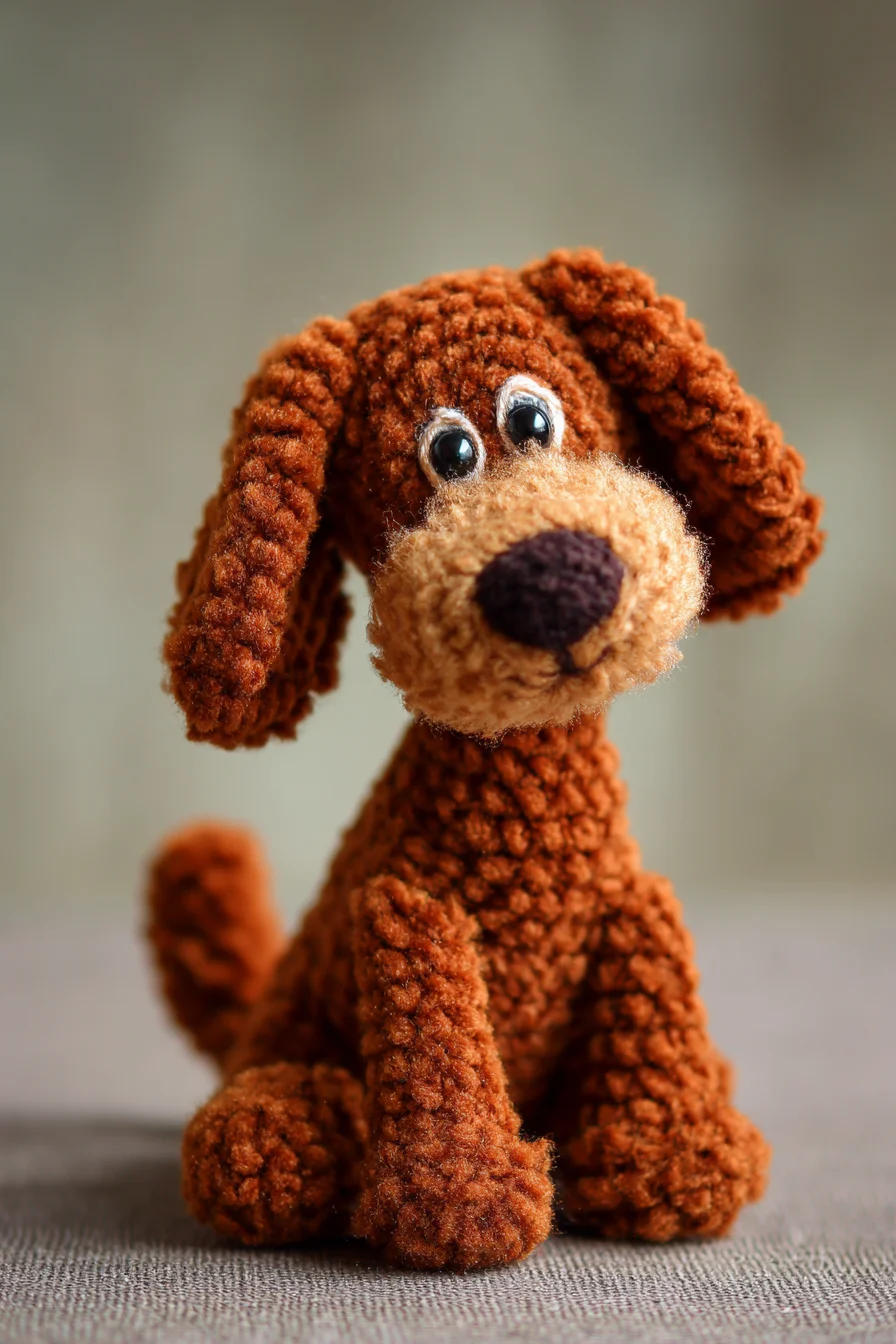 Amigurumi Crochet Floppy-Eared Puppy — Plush Chenille Dog Pattern