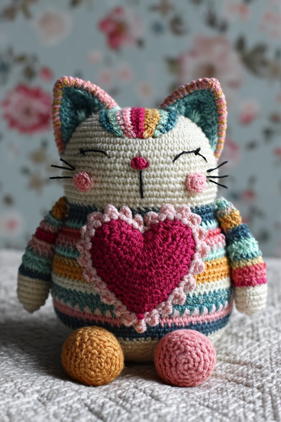 Amigurumi Crochet Heart Cat — Striped Kitty Plush Pattern