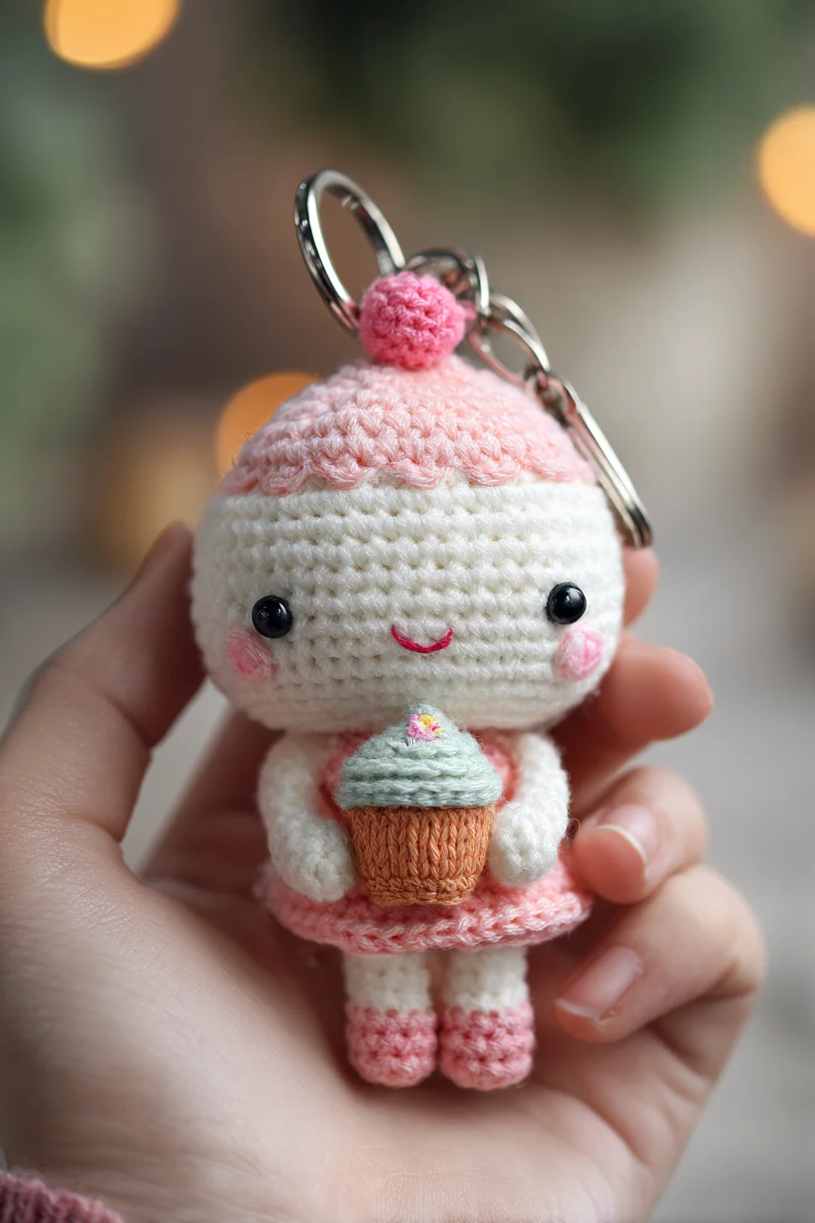 Amigurumi Crochet Keychain: Mini Cupcake Doll Pattern