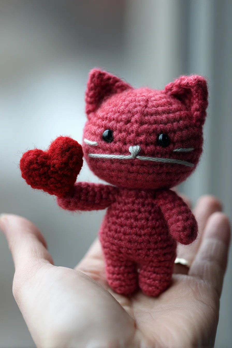 Amigurumi Crochet Kitty with Heart — Mini Cute Cat Plush Pattern