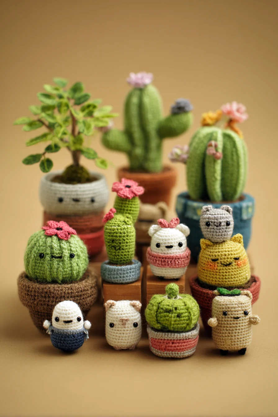 Amigurumi Crochet Mini Cactus & Planter Set — Tiny Crochet Succulents