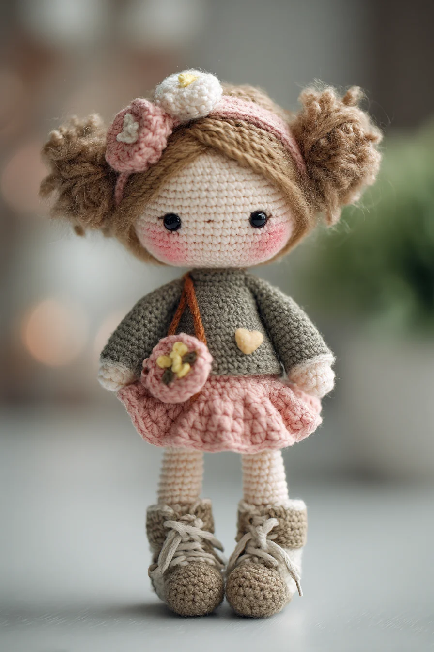 Amigurumi Crochet Mini Doll Pattern — Doll with Skirt, Sweater & Boots