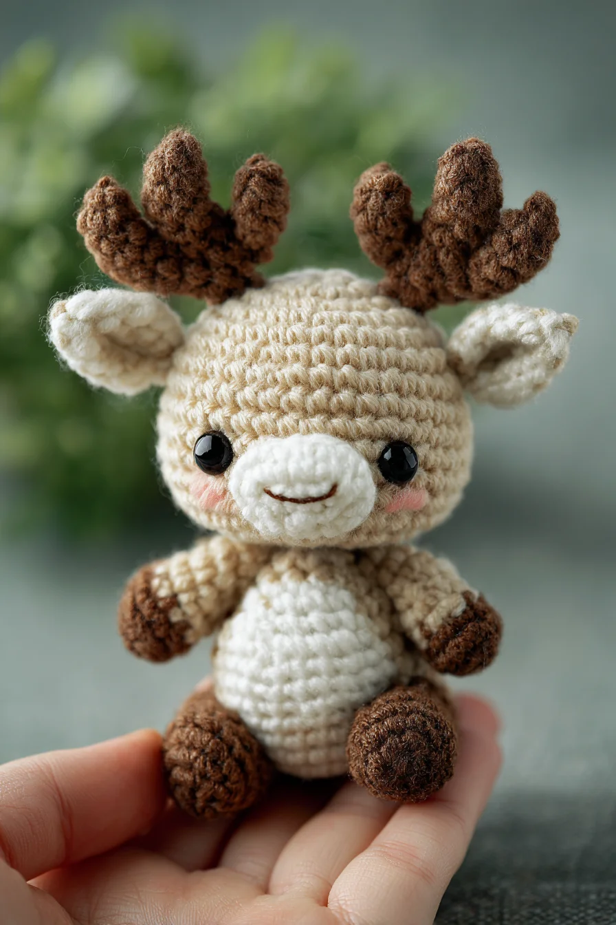 Amigurumi Crochet Mini Reindeer with Textured Antlers