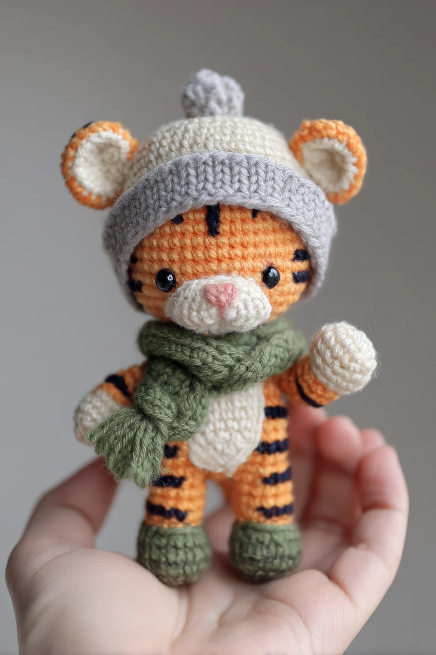 Amigurumi Crochet Mini Tiger with Hat & Scarf — Cute Toy Pattern