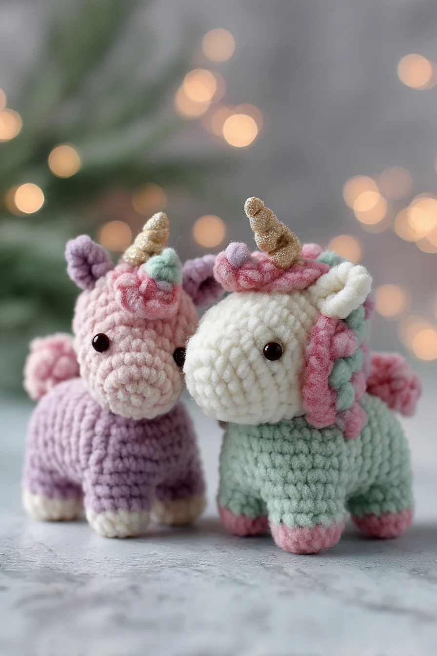 Amigurumi Crochet Mini Unicorns — Plush Velvet Chenille Pattern