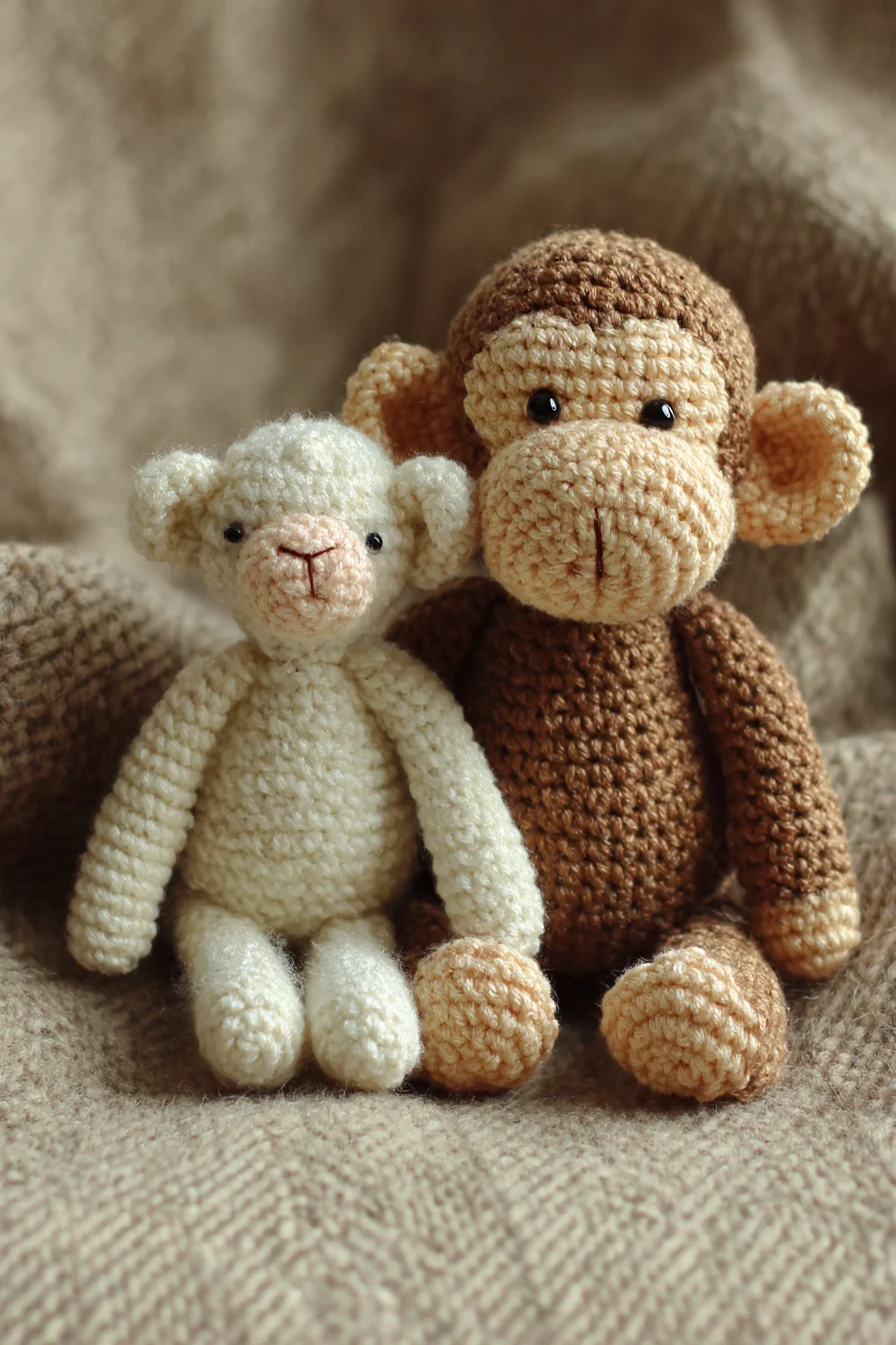 Amigurumi Crochet Monkey and Lamb — Soft Toy Pattern for Amigurumi Makers