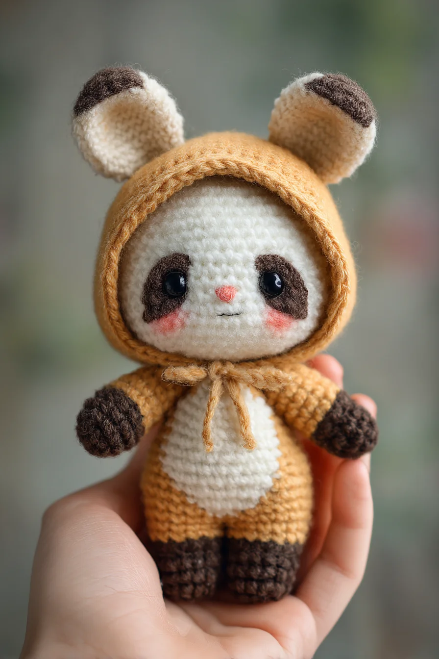Amigurumi Crochet Panda in Hood — Mini Plush Toy Pattern