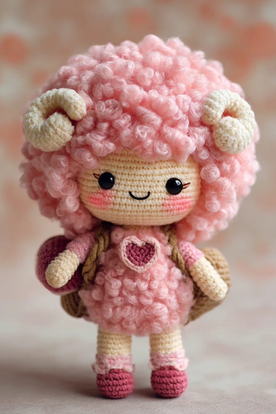 Amigurumi Crochet Pattern: Curly Sheep/Ram Doll with Loop-Fleece Texture