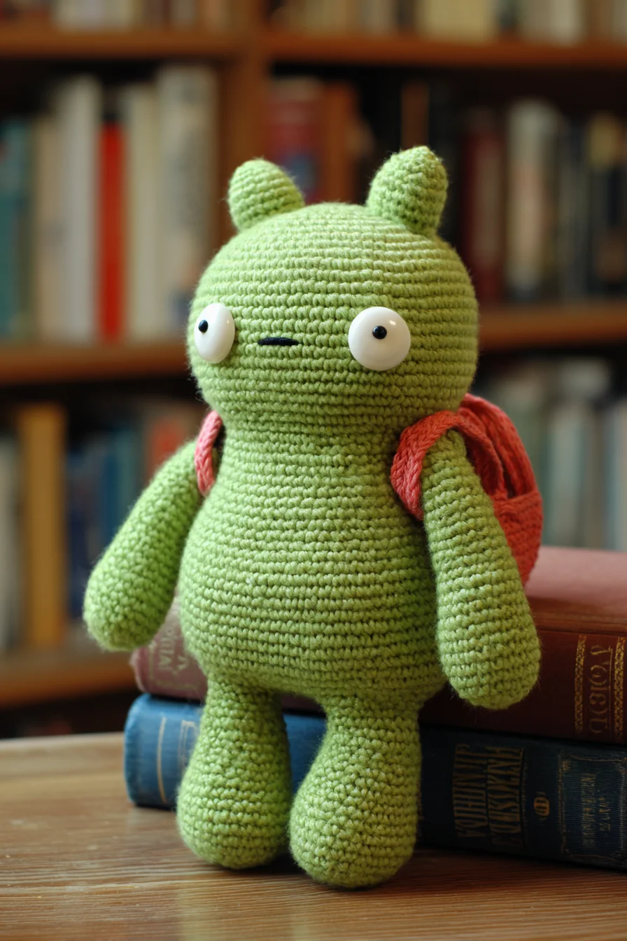 Amigurumi Crochet Pattern: Simple Green Monster Plush with Backpack