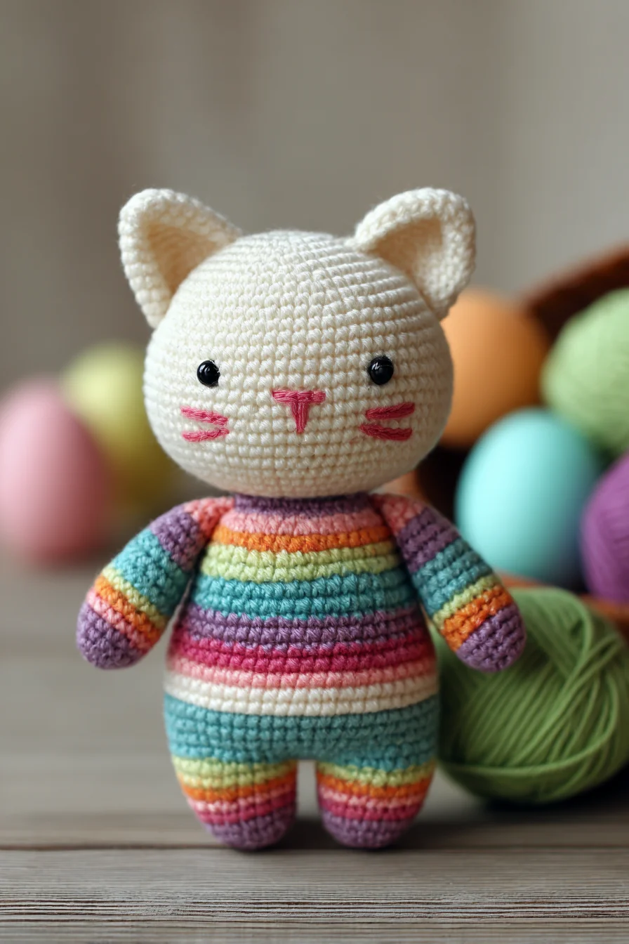 Amigurumi Crochet Rainbow Cat — Striped Soft Toy Pattern