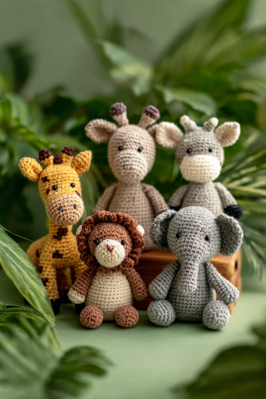Amigurumi Crochet Safari Animal Set — Giraffe, Lion & Elephant Patterns