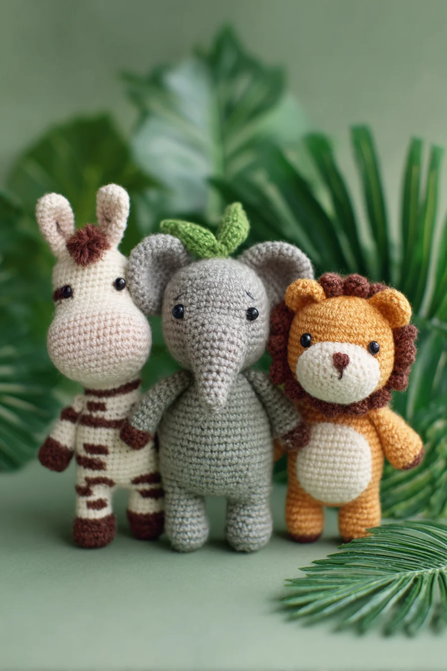 Amigurumi Crochet Safari Trio — Giraffe, Elephant & Lion Pattern