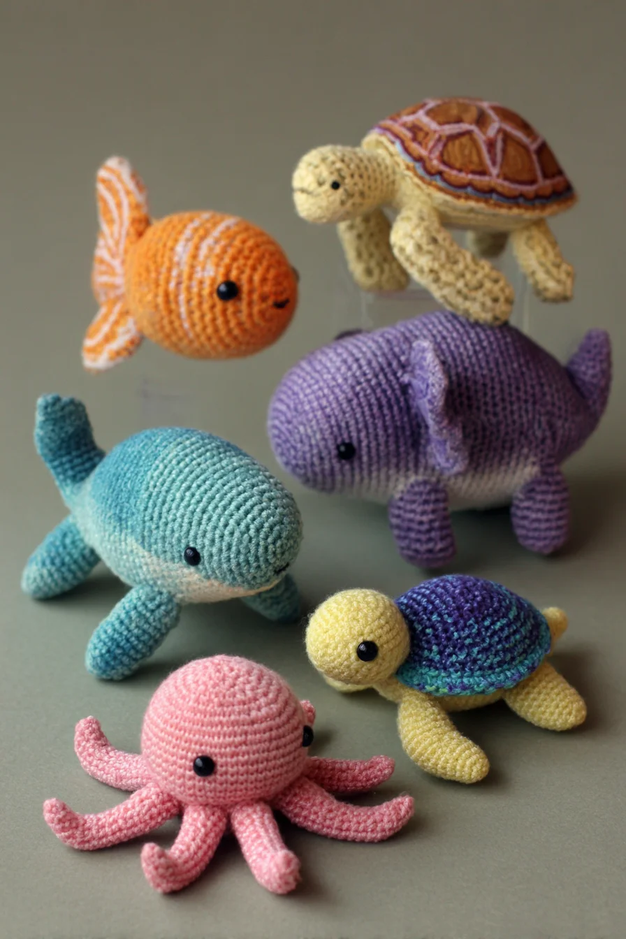 Amigurumi Crochet Sea Creature Set — Turtle, Whale, Octopus & Fish