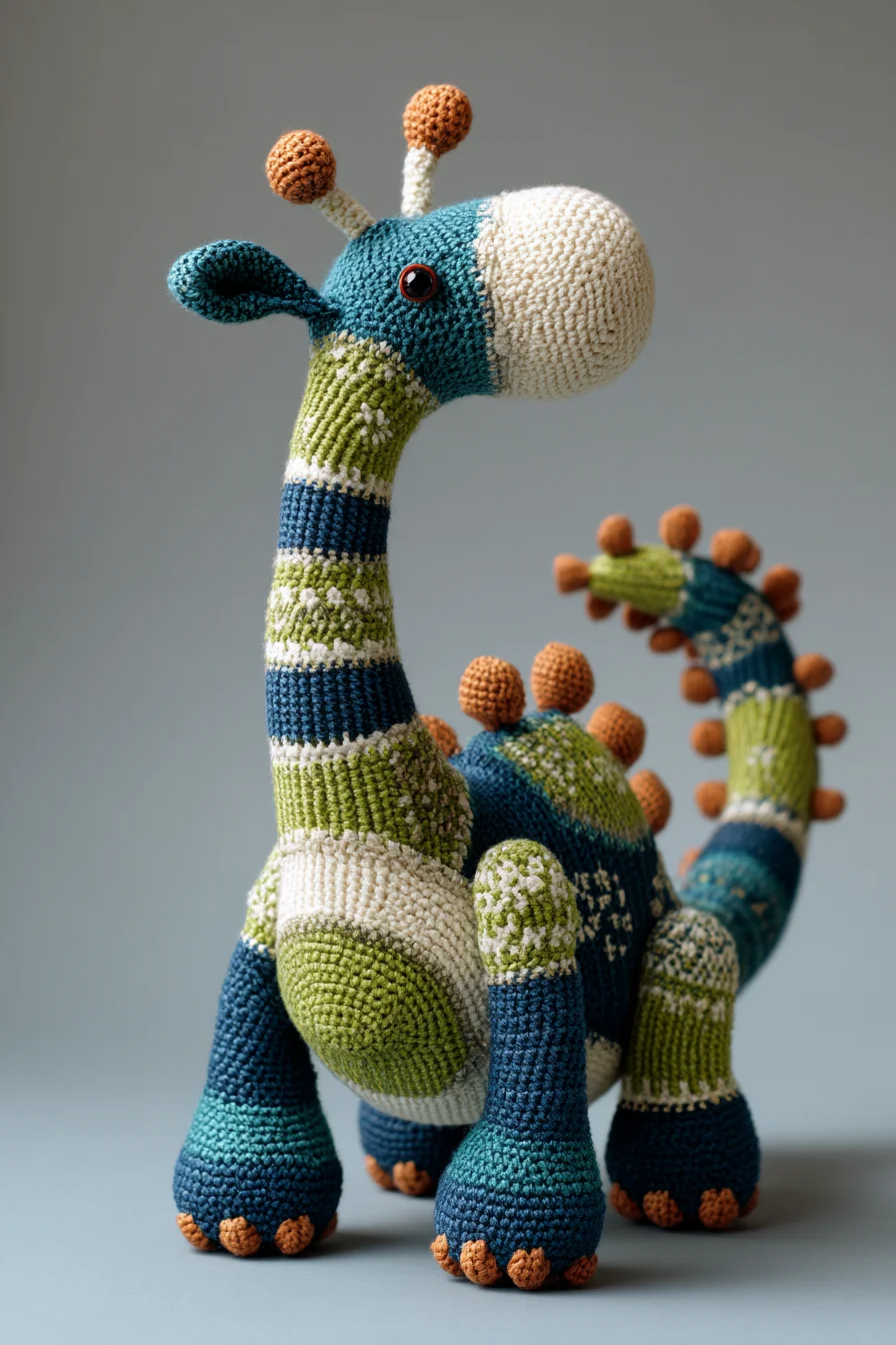 Amigurumi Crochet Striped Giraffe Toy with Bobble Texture