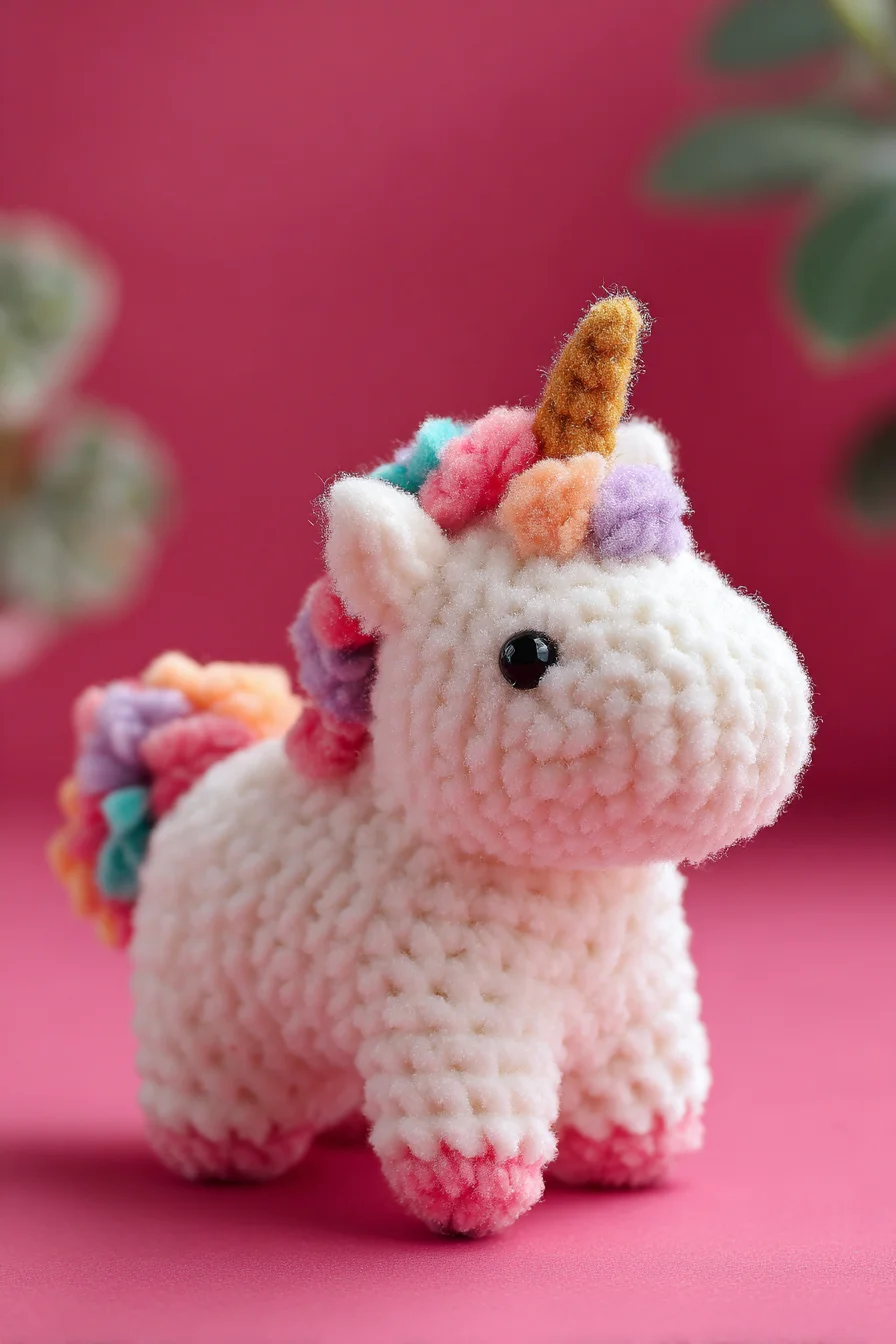 Amigurumi Crochet Unicorn Plush — Chenille/Velvet Yarn Pattern Tips