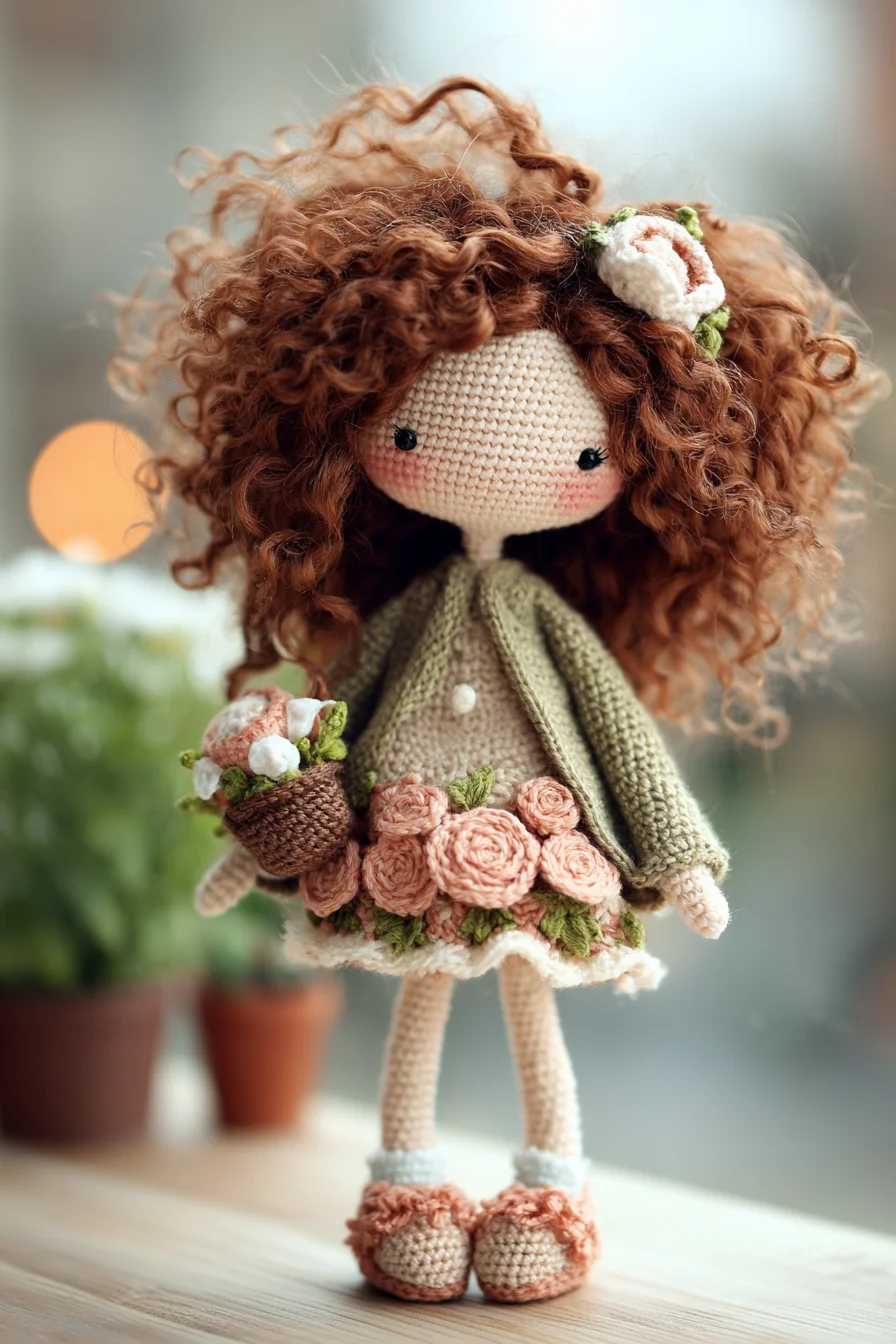 Amigurumi Curly-Haired Doll Crochet Pattern — Floral Dress & Jacket