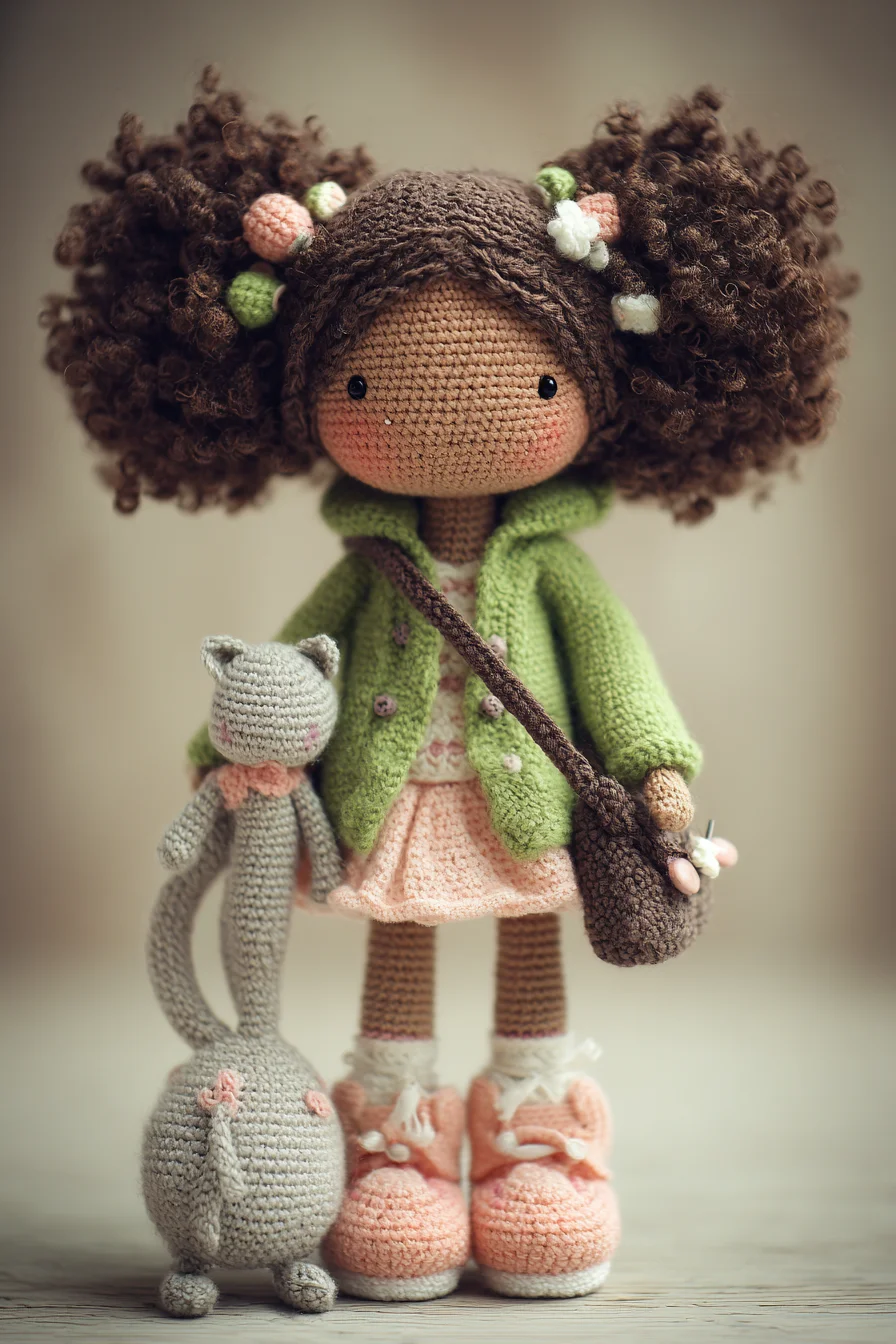 Amigurumi Curly-Haired Doll Crochet Pattern with Clothes & Accessories