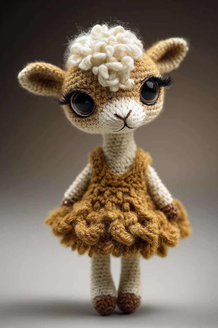 Amigurumi Deer Crochet Doll with Curly Wool Dress