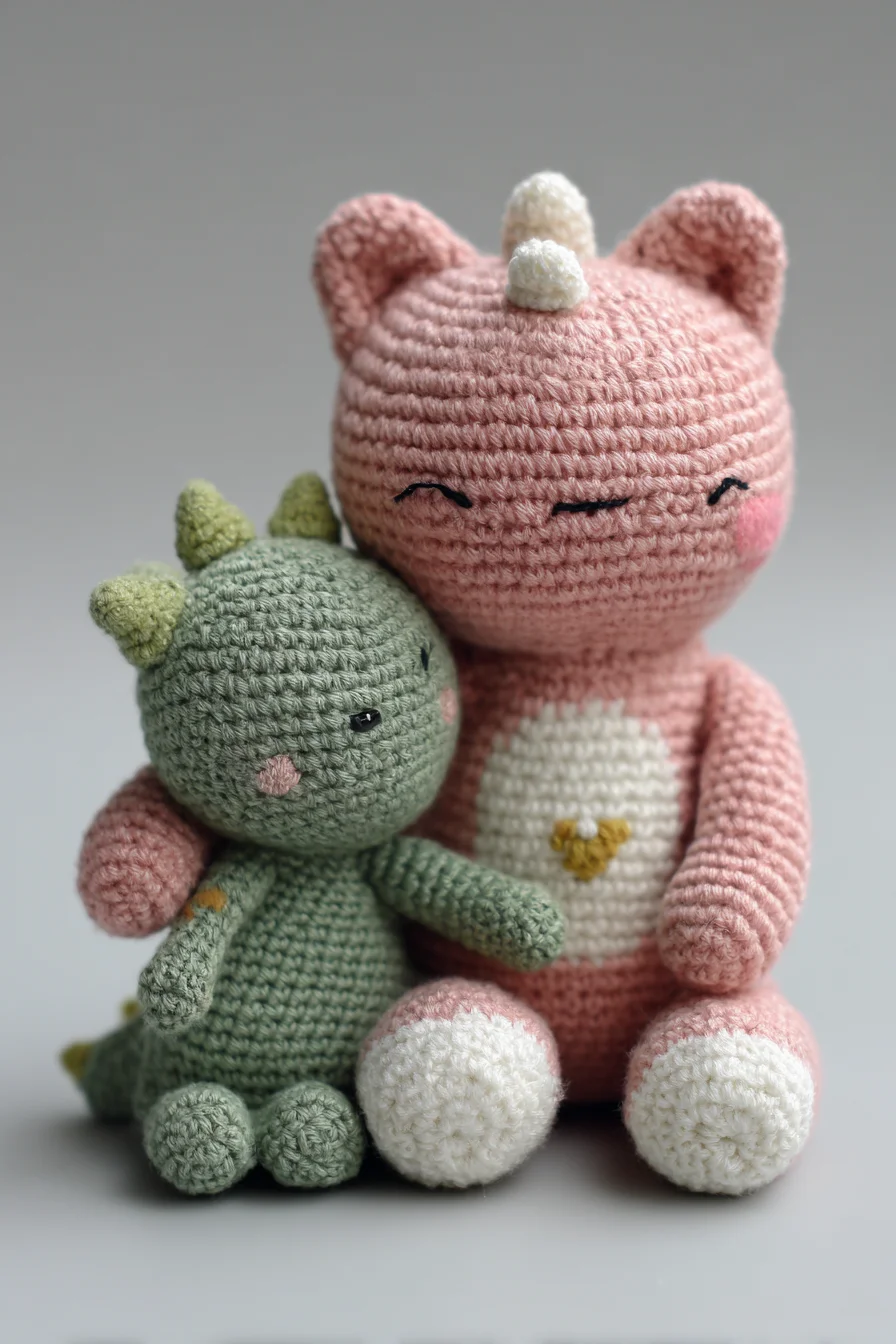 Amigurumi Dino and Cat Crochet Pattern — Cute Soft Toy Amigurumi
