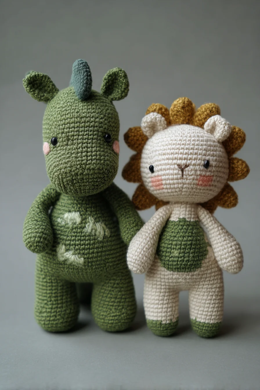 Amigurumi Dino & Lion Crochet Pattern — Cute Crochet Plush Toys