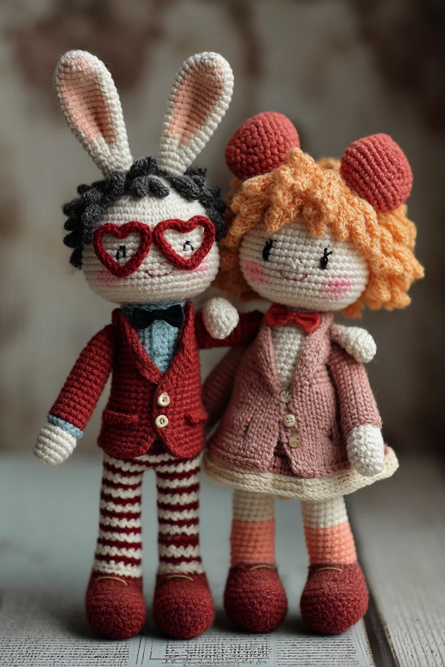 Amigurumi Dressed Dolls Crochet Pattern — Bunny-Eared & Curly-Haired Pair