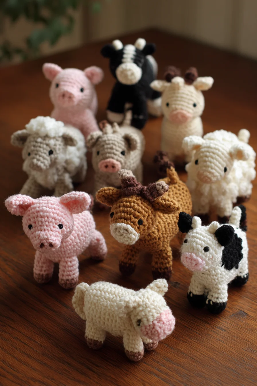 Amigurumi Farm Animal Crochet Pattern — Cute Mini Pigs, Cows & Sheep