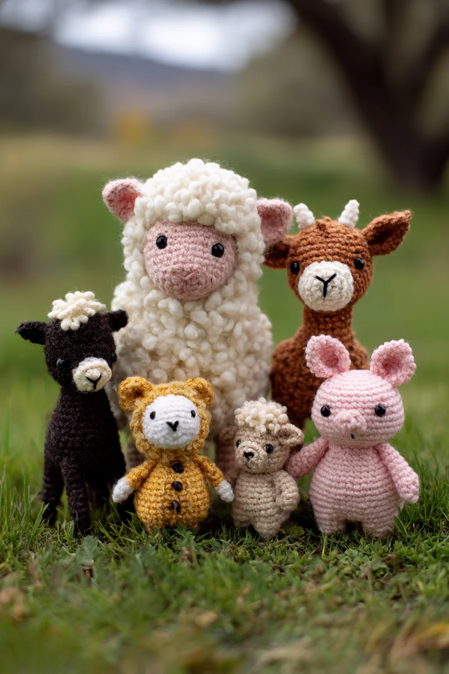 Amigurumi Farm Animal Crochet Set — Sheep, Goat, Pig & Mini Friends