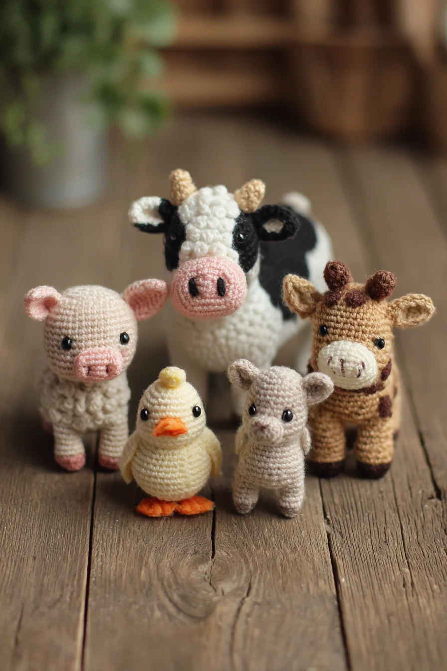 Amigurumi Farm Animals Crochet Pattern — Cow, Pig, Duck, Lamb & Giraffe