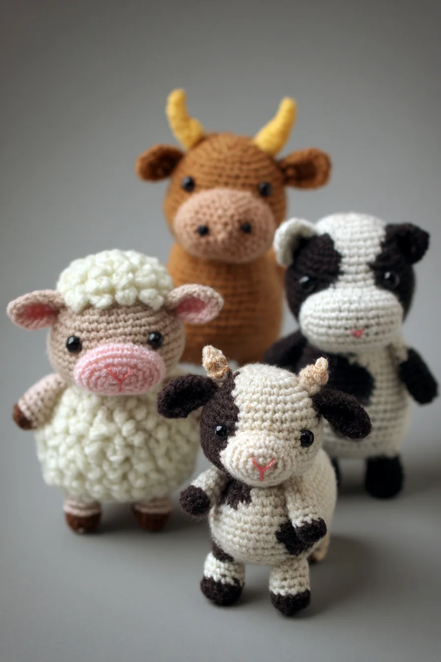 Amigurumi Farm Friends Crochet Pattern — Cute Cow, Sheep & Calf