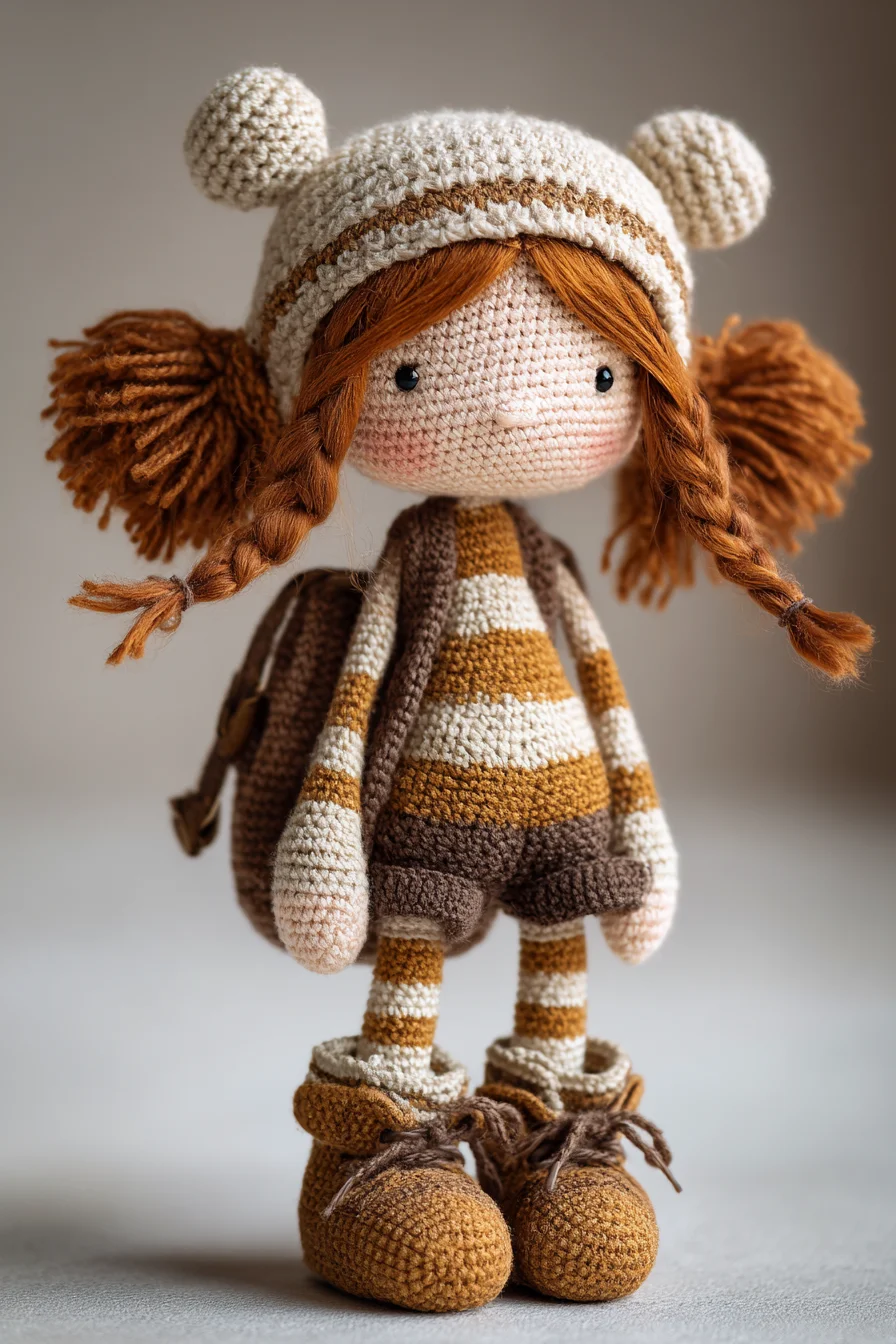 Amigurumi Girl Doll Crochet Pattern — Striped Outfit & Braided Hair
