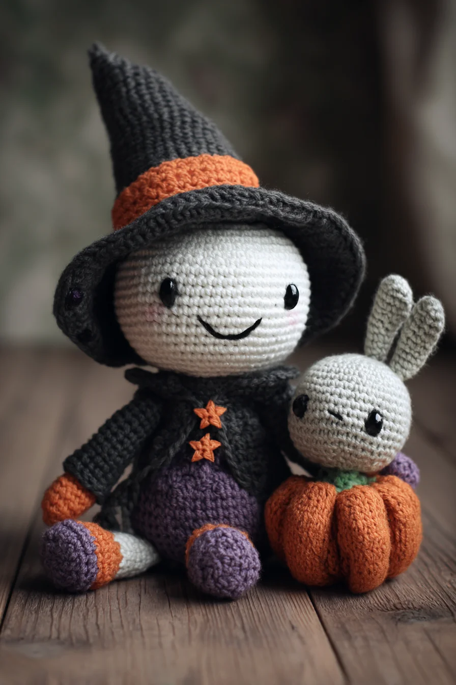 Amigurumi Halloween Witch & Bunny Crochet Pattern — Pumpkin Plush Set