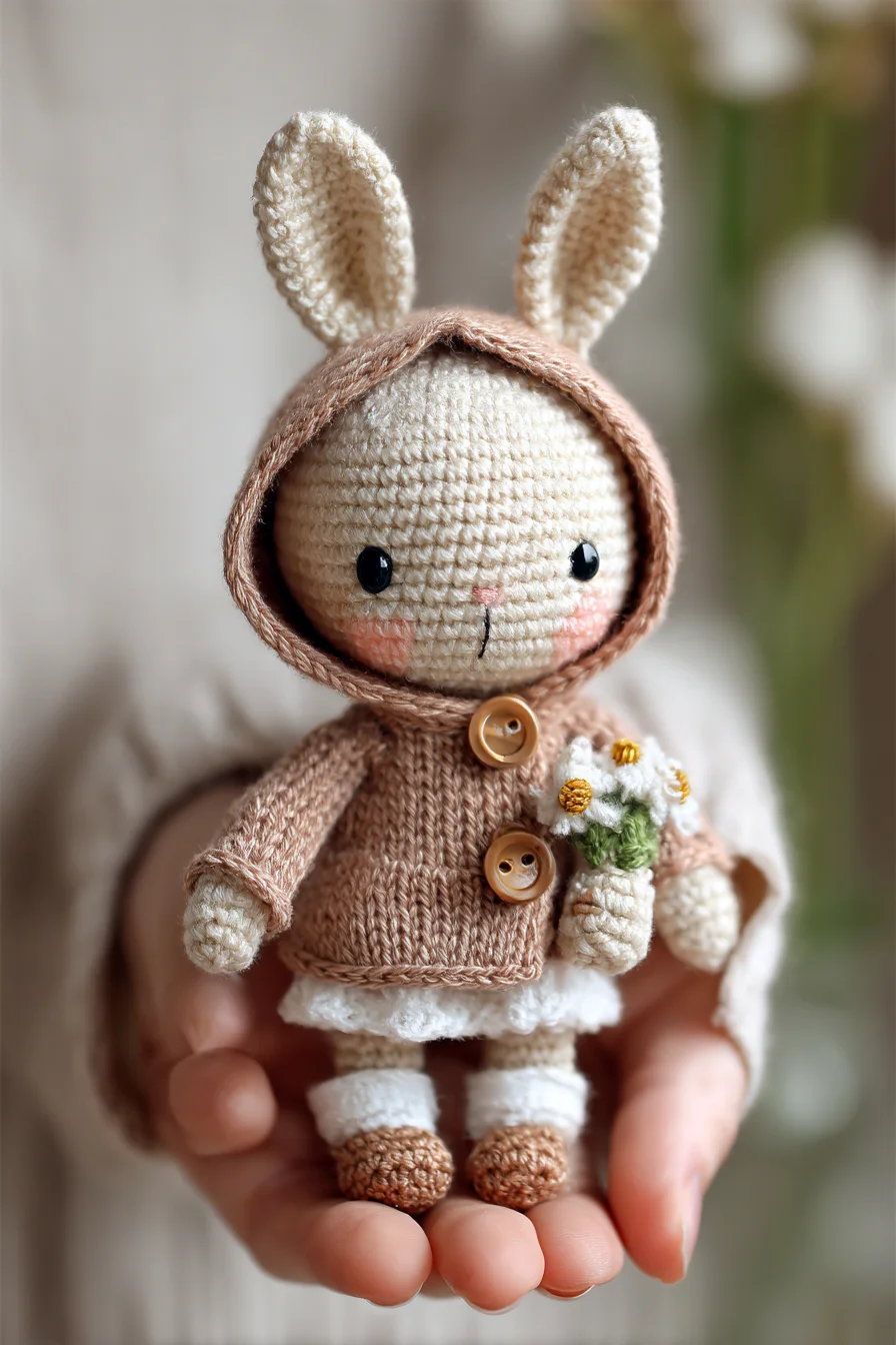 Amigurumi Hooded Bunny Crochet Pattern — Sweet Mini Bunny with Outfit