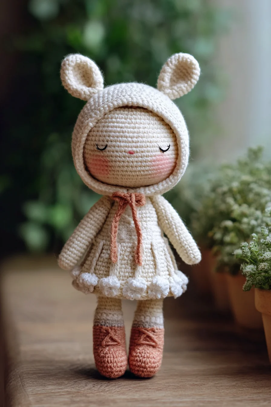 Amigurumi Hooded Bunny Doll Crochet Pattern — Cute Hood, Pom-Pom Skirt & Boots