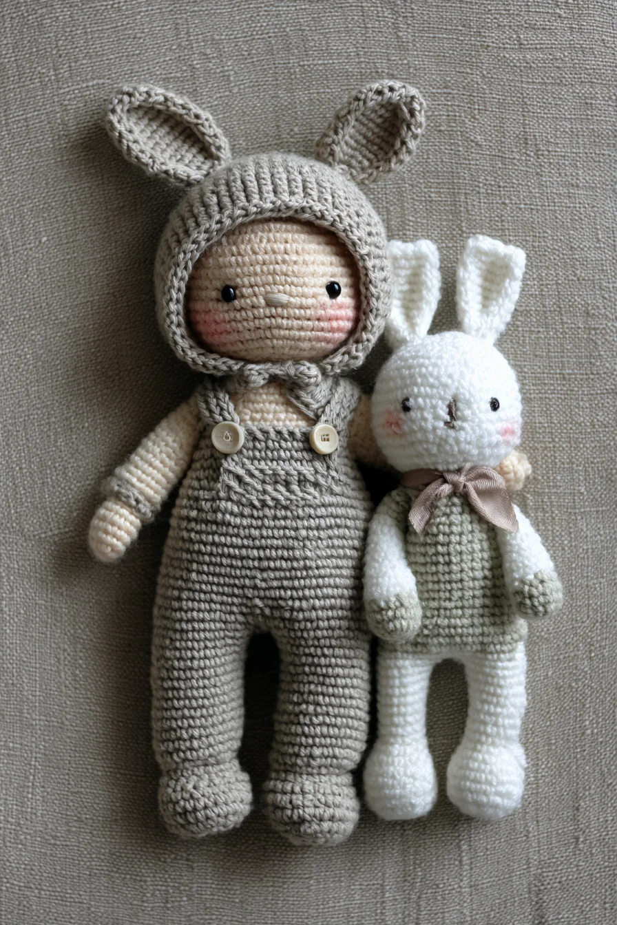 Amigurumi Hooded Bunny Doll Crochet Pattern — Soft Toy with Mini Bunny