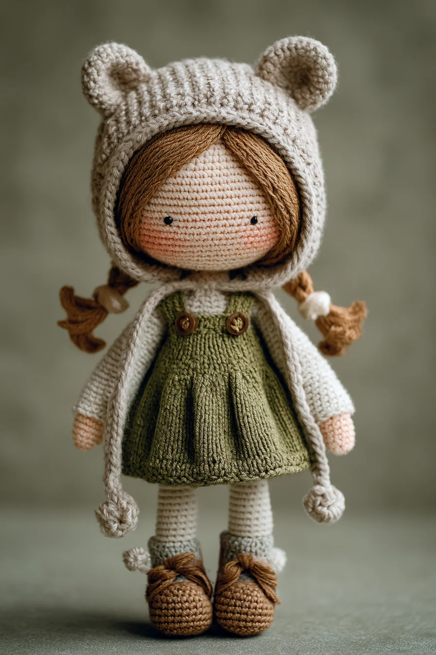 Amigurumi Hooded Doll with Braids — Crochet Pattern (DK Yarn, Intermediate)