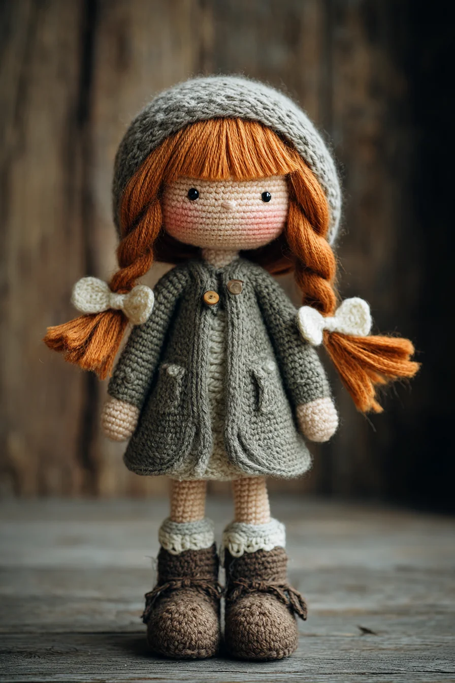 Amigurumi Hooded Girl Doll Crochet Pattern — Braids, Coat & Boots