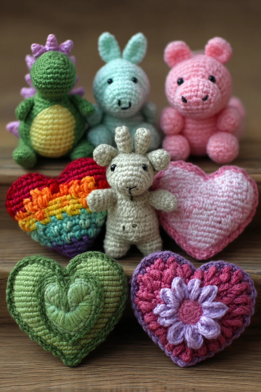 Amigurumi Mini Animals & Hearts Crochet Pattern — Cute Plushies DIY