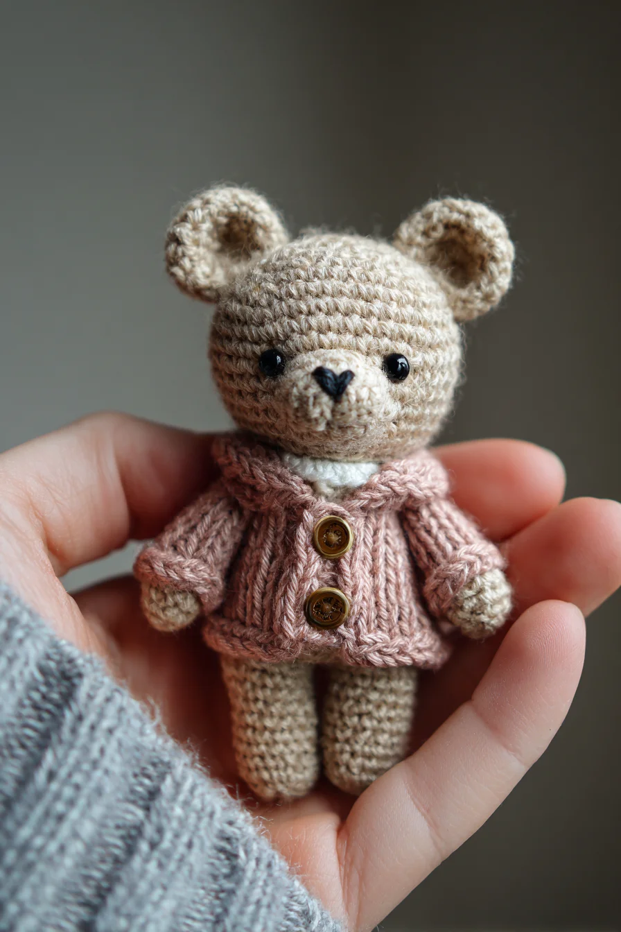 Amigurumi Mini Bear Crochet Pattern - Small Crochet Teddy with Jacket