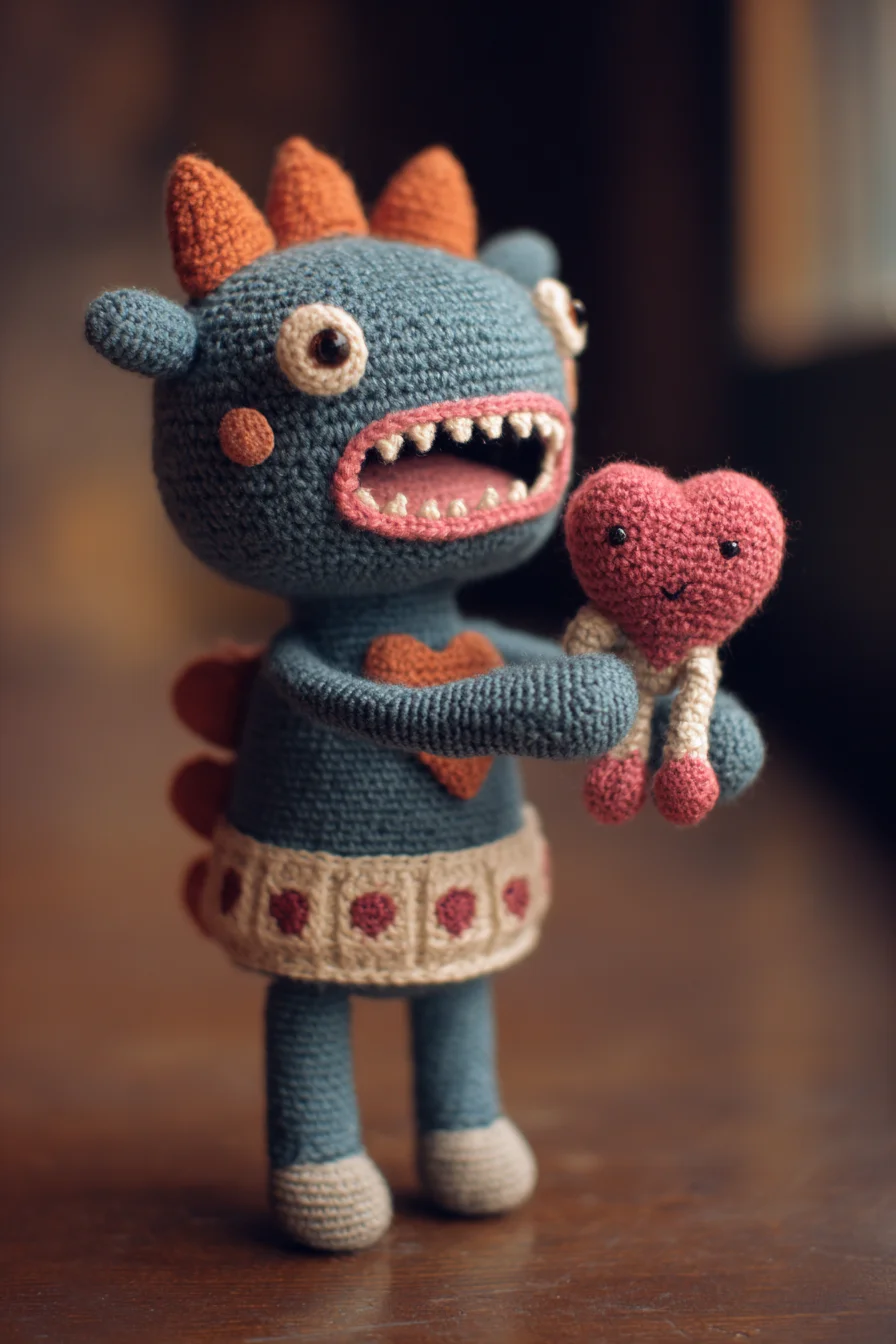 Amigurumi Monster Crochet Pattern — Sweet Dino with Heart